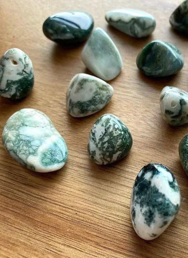 Moss Agate Tumble Stones.
