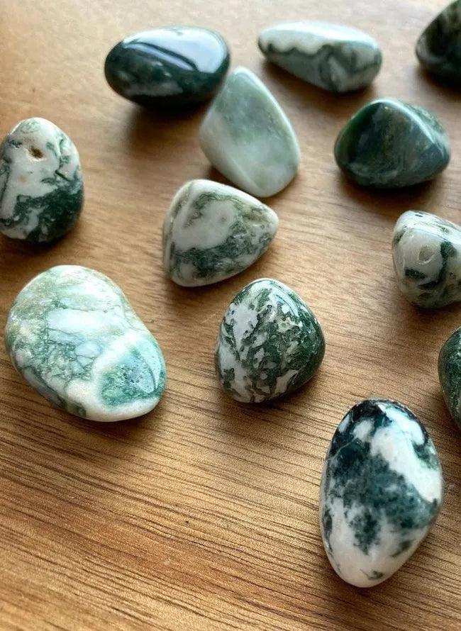 Moss Agate Tumble Stones.