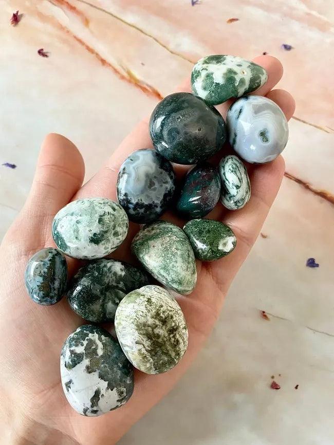 Moss Agate Tumble Stones.